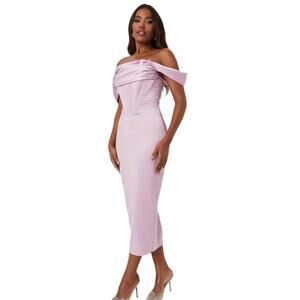 Asos Lavender Satin Corset Midi S NWOT Corset Bodice Adjustable Spaghetti Straps